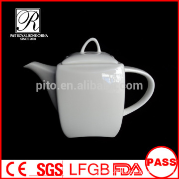 P &amp; T porcelana fábrica al por mayor ollas de té, ollas de forma cuadrada, ollas de café de color blanco